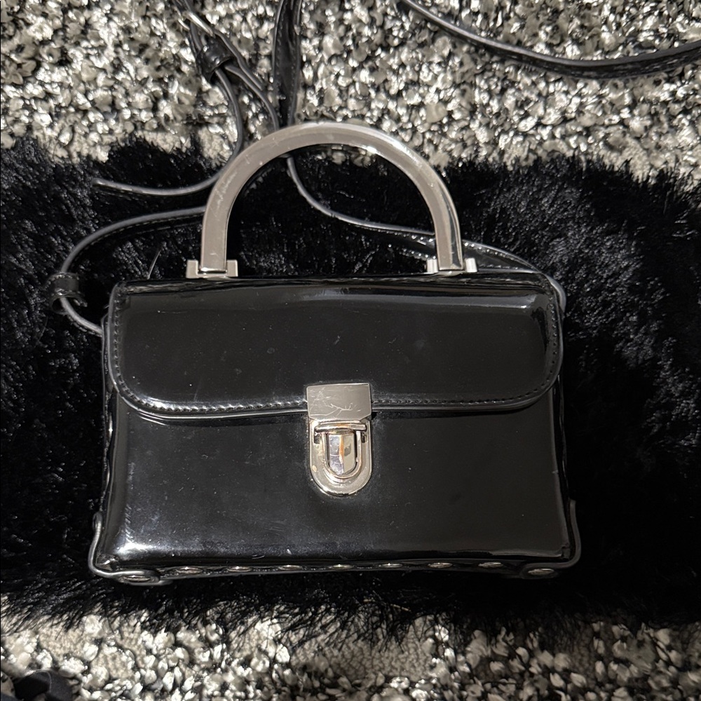 Forever 21 Glossy Black Mini Bag
